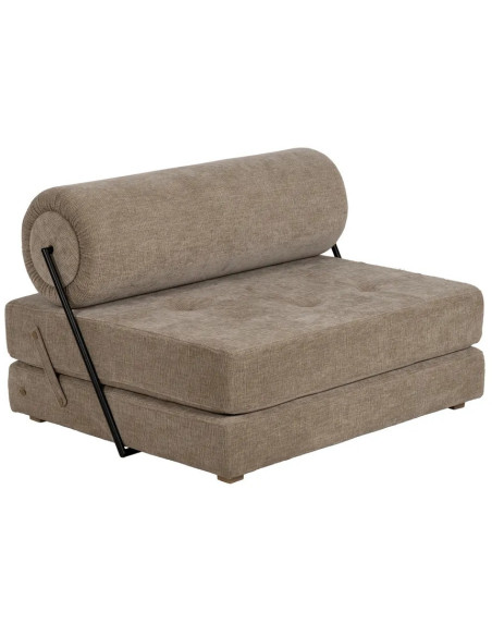Fauteuil Chauffeuse moderne 1 place en Tissu Beige Bois Estepa - 1