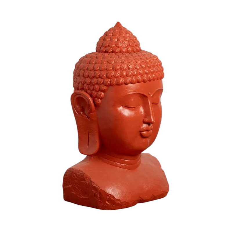 Grande Statue de jardin Tête de Bouddha Hauteur 108 cm en Résine de magnésium Terracotta Alange - 1