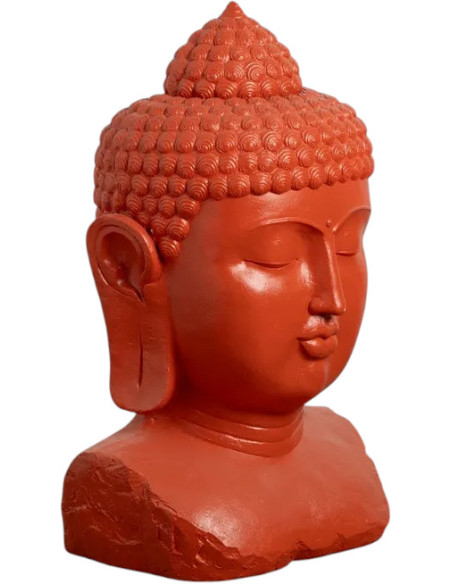 Grande Statue de jardin Tête de Bouddha Hauteur 108 cm en Résine de magnésium Terracotta Alange - 1