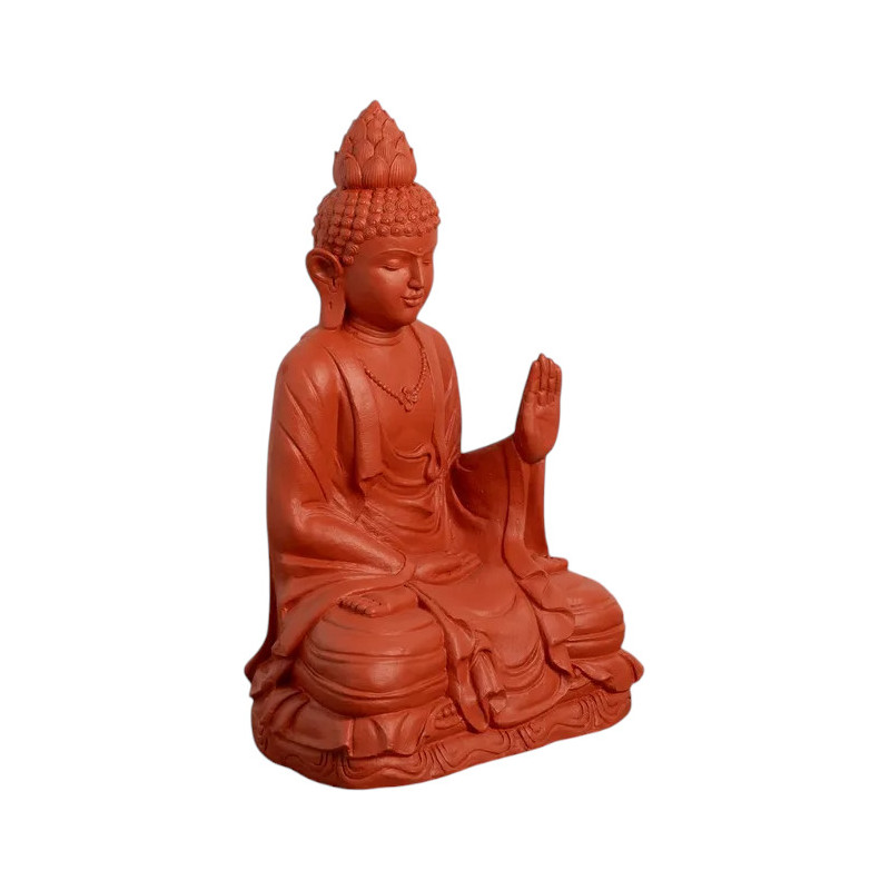 Grande Statue de jardin Bouddha assis Hauteur 88 cm en Résine de magnésium Terracotta Jativa - 1