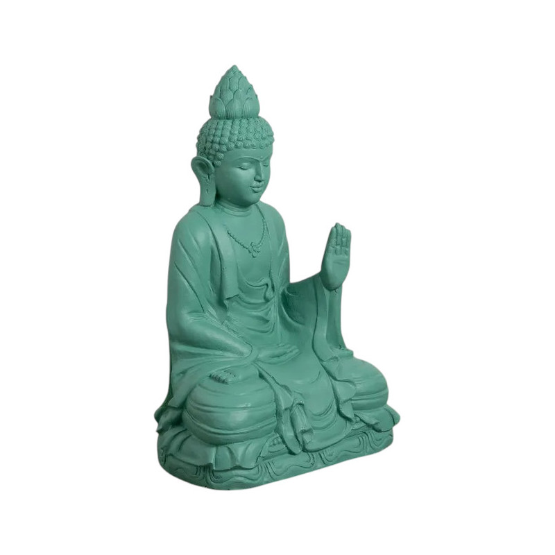 Grande Statue de jardin Bouddha assis Hauteur 88 cm en Résine de magnésium Turquoise Jativa - 1