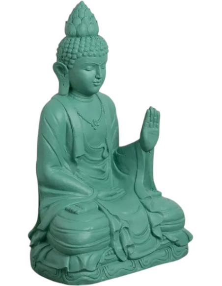 Grande Statue de jardin Bouddha assis Hauteur 88 cm en Résine de magnésium Turquoise Jativa - 1