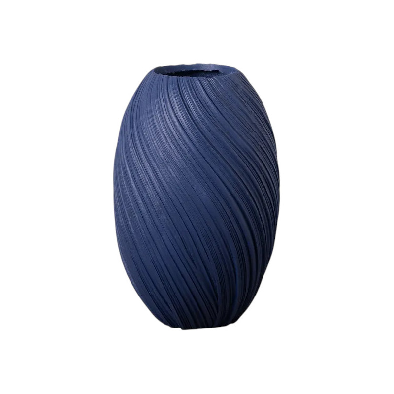Grand Vase de jardin moderne Rond Hauteur 76 cm en Résine de magnésium Bleu foncé Aldea - 1