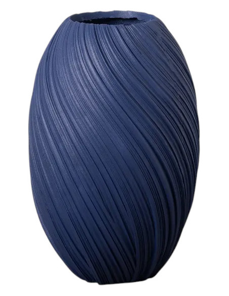 Grand Vase de jardin moderne Rond Hauteur 76 cm en Résine de magnésium Bleu foncé Aldea - 1