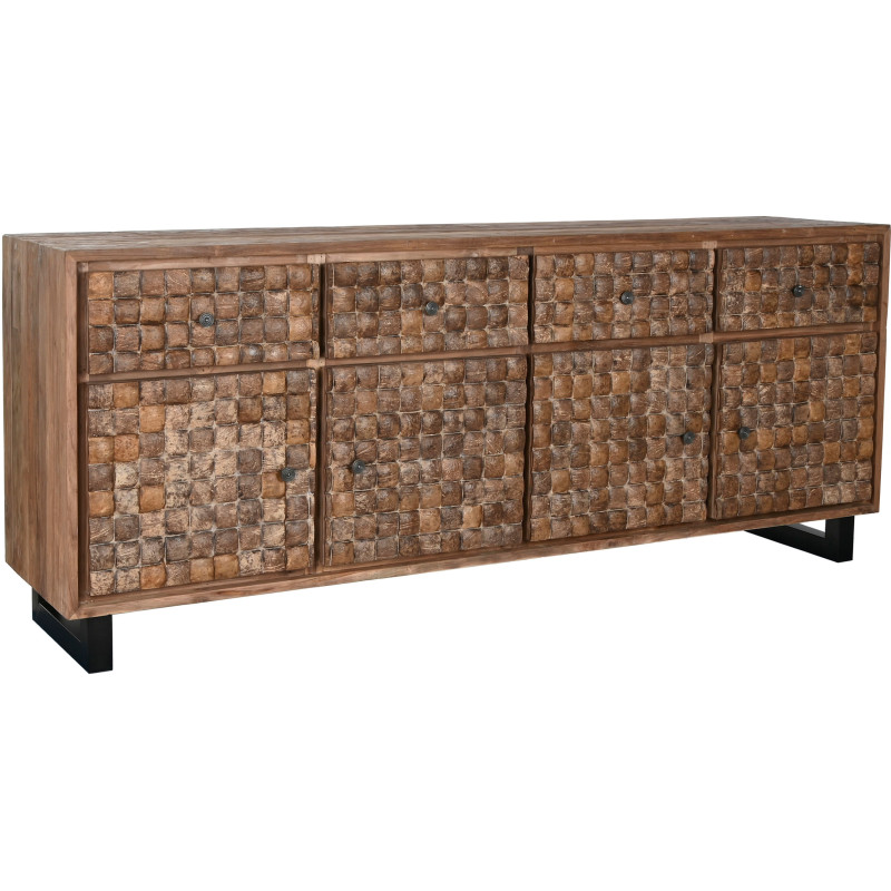 Grand Buffet original Bas 4 portes 4 tiroirs en Bois de teck recyclé Marron Noix de coco Calasparra - 1