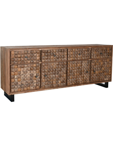 Grand Buffet original Bas 4 portes 4 tiroirs en Bois de teck recyclé Marron Noix de coco Calasparra - 1