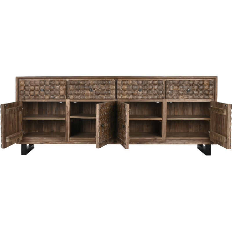 Grand Buffet original Bas 4 portes 4 tiroirs en Bois de teck recyclé Marron Noix de coco Calasparra - 3