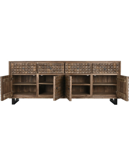 Grand Buffet original Bas 4 portes 4 tiroirs en Bois de teck recyclé Marron Noix de coco Calasparra - 3