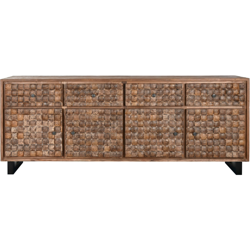 Grand Buffet original Bas 4 portes 4 tiroirs en Bois de teck recyclé Marron Noix de coco Calasparra - 2