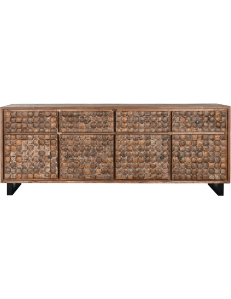 Grand Buffet original Bas 4 portes 4 tiroirs en Bois de teck recyclé Marron Noix de coco Calasparra - 2