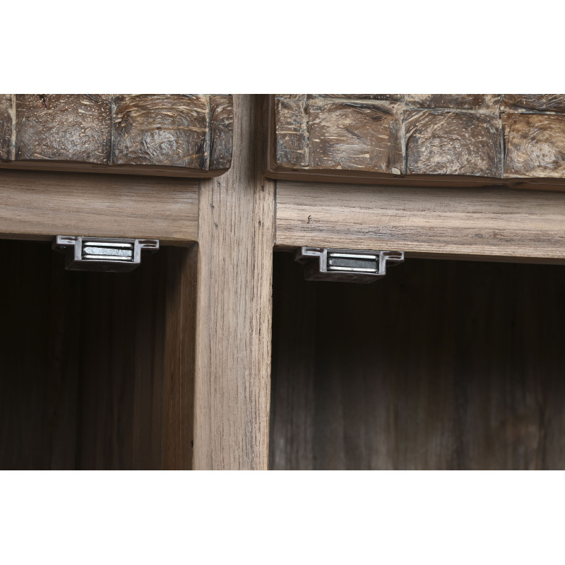 Grand Buffet original Bas 4 portes 4 tiroirs en Bois de teck recyclé Marron Noix de coco Calasparra - 5
