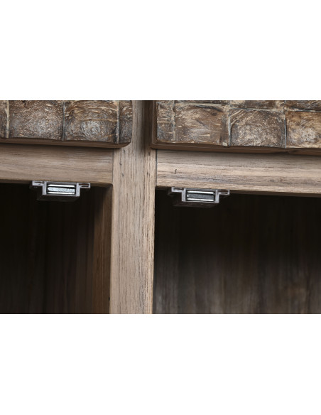 Grand Buffet original Bas 4 portes 4 tiroirs en Bois de teck recyclé Marron Noix de coco Calasparra - 5
