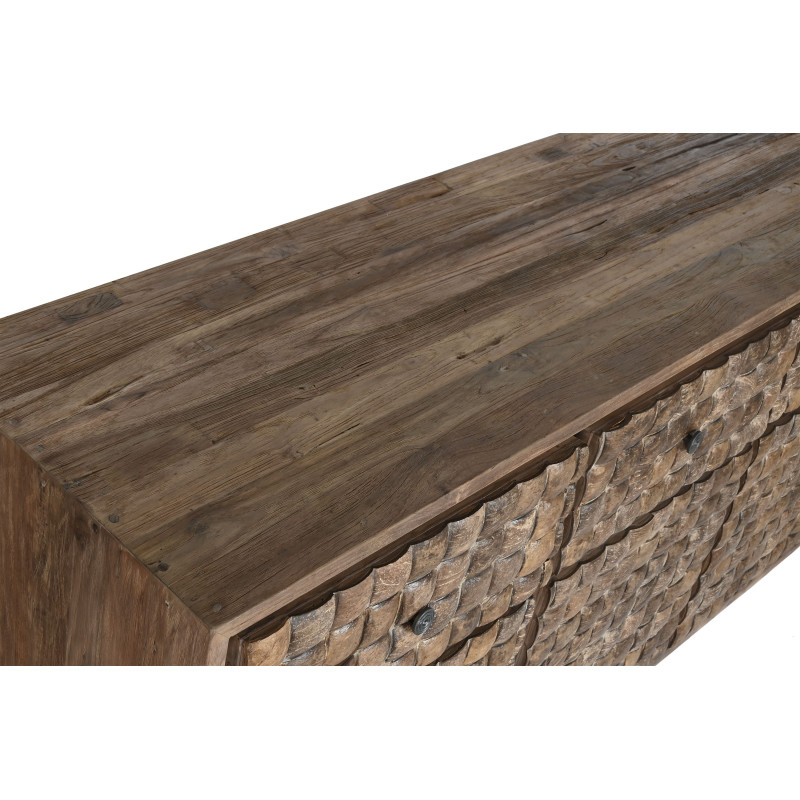 Grand Buffet original Bas 4 portes 4 tiroirs en Bois de teck recyclé Marron Noix de coco Calasparra - 6