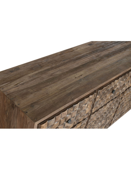 Grand Buffet original Bas 4 portes 4 tiroirs en Bois de teck recyclé Marron Noix de coco Calasparra - 6