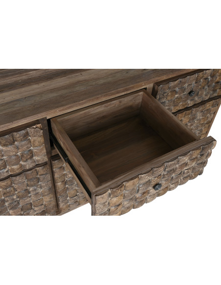 Grand Buffet original Bas 4 portes 4 tiroirs en Bois de teck recyclé Marron Noix de coco Calasparra - 8