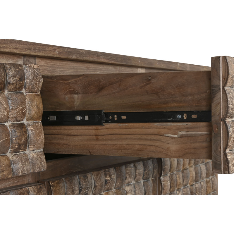Grand Buffet original Bas 4 portes 4 tiroirs en Bois de teck recyclé Marron Noix de coco Calasparra - 10