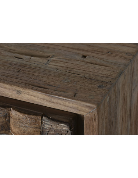 Grand Buffet original Bas 4 portes 4 tiroirs en Bois de teck recyclé Marron Noix de coco Calasparra - 11
