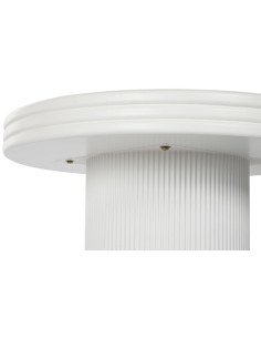 Table basse moderne chic Ronde en Bois de sapin Bois MDF Blanc Doré Banolas - 1 2