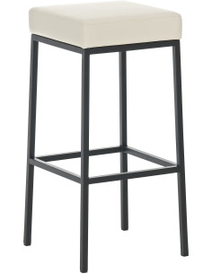 Tabouret de bar Hauteur 85 cm Yvan en Polyuréthane Beige Métal Blanc Mat - 1