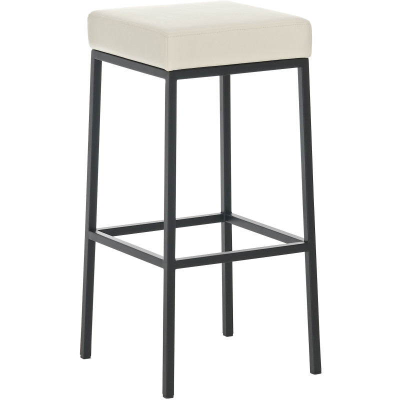 Tabouret de bar Hauteur 80 cm Yvan en Polyuréthane Beige Métal Noir Mat - 1