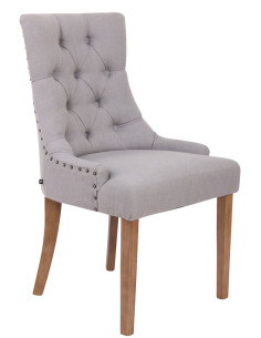 Chaise style vintage Dossier capitonné en Tissu Gris Bois Naturel Huguette - 1