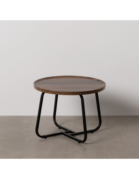 Table basse moderne Ronde en Bois Marron Métal Noir 50 cm Phaeli - 2