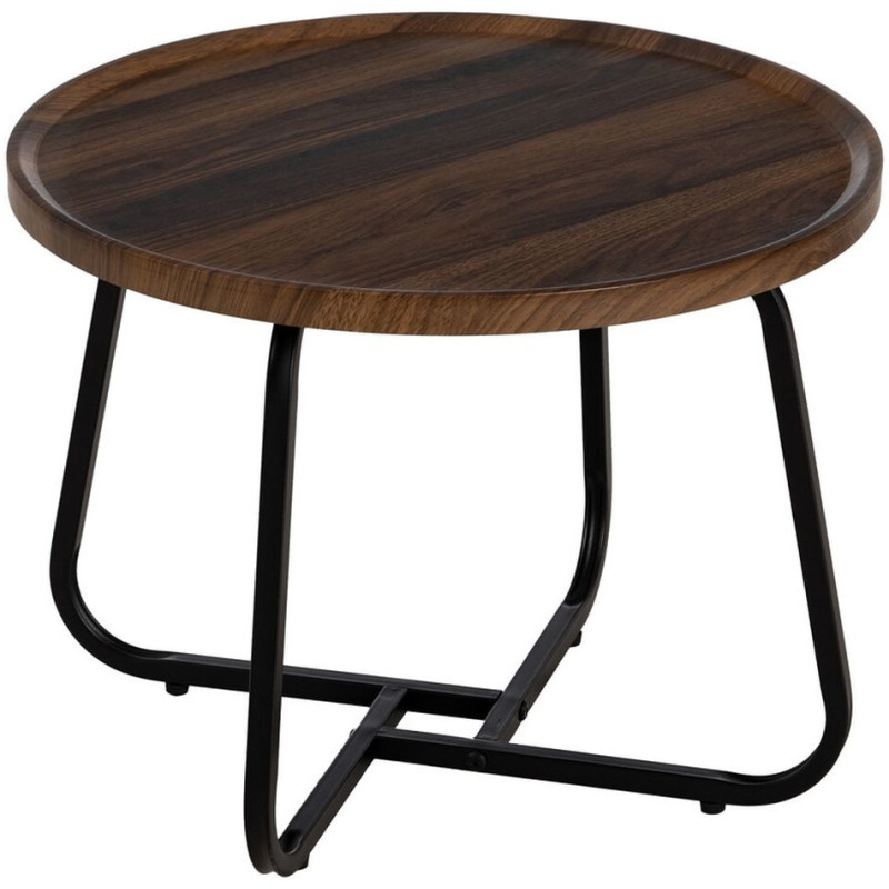 Table basse moderne Ronde en Bois Marron Métal Noir 50 cm Phaeli - 3