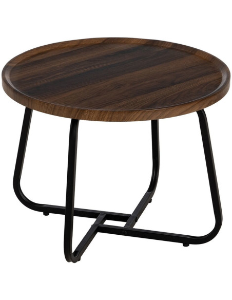 Table basse moderne Ronde en Bois Marron Métal Noir 50 cm Phaeli - 3