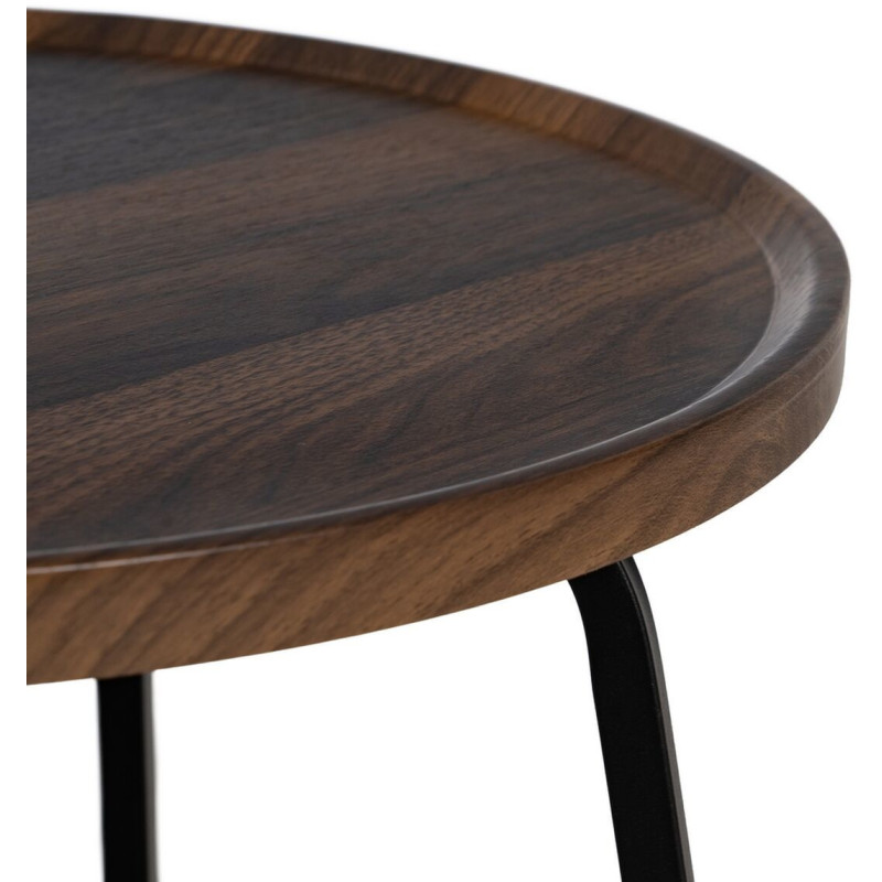 Table basse moderne Ronde en Bois Marron Métal Noir 50 cm Phaeli - 6