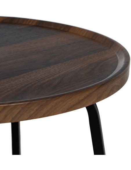 Table basse moderne Ronde en Bois Marron Métal Noir 50 cm Phaeli - 6