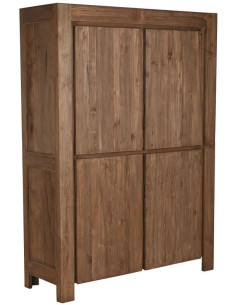 Grande Armoire rustique 2 portes en Bois de teck recyclé Marron Grylo - 1