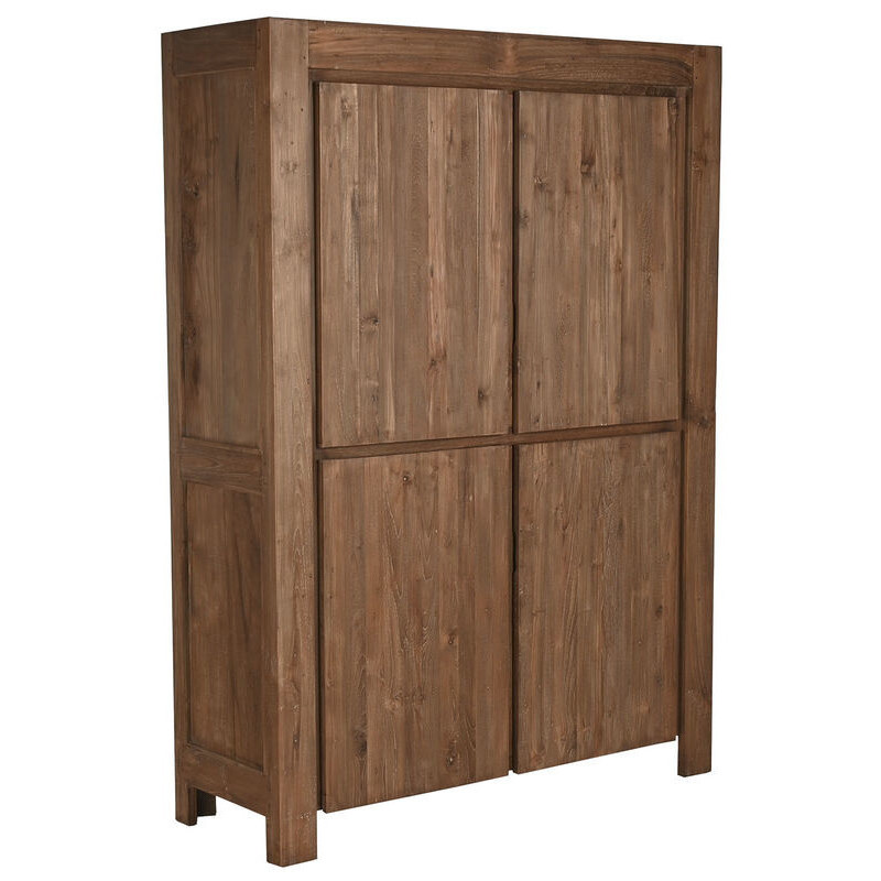 Grande Armoire rustique 2 portes en Bois de teck recyclé Marron Grylo - 1