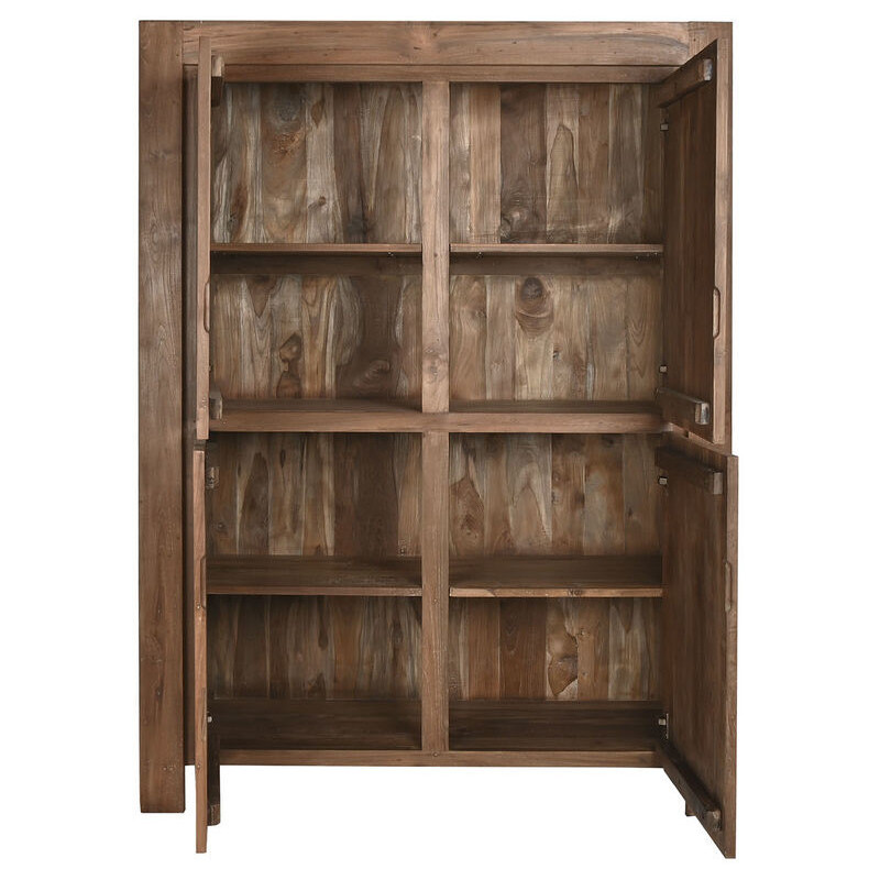 Grande Armoire rustique 2 portes en Bois de teck recyclé Marron Grylo - 3
