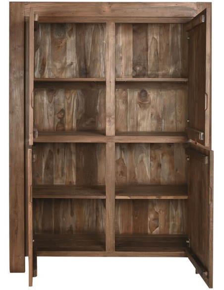 Grande Armoire rustique 2 portes en Bois de teck recyclé Marron Grylo - 3