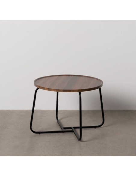 Table basse moderne Ronde en Bois Marron Métal Noir 60 cm Phaeli - 2
