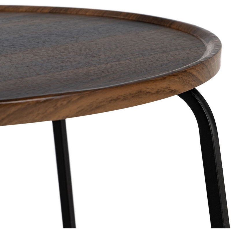 Table basse moderne Ronde en Bois Marron Métal Noir 60 cm Phaeli - 5