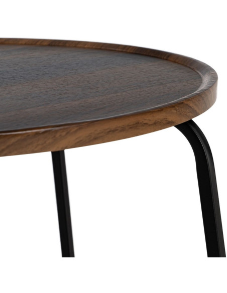Table basse moderne Ronde en Bois Marron Métal Noir 60 cm Phaeli - 5