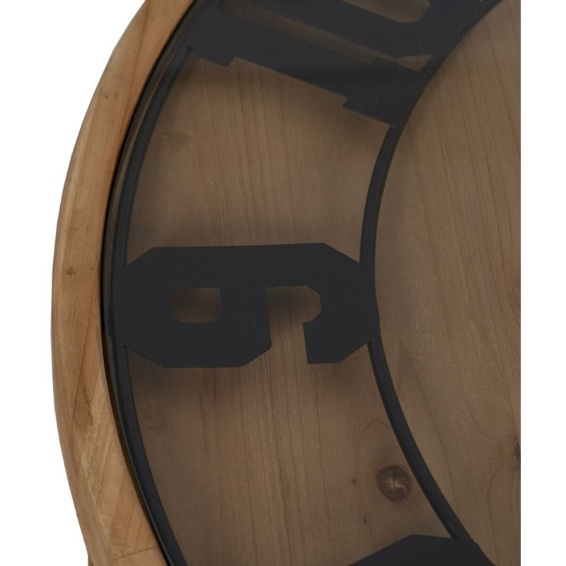 Table basse originale Horloge Ronde en Bois de sapin Naturel Métal Noir Mivora - 4