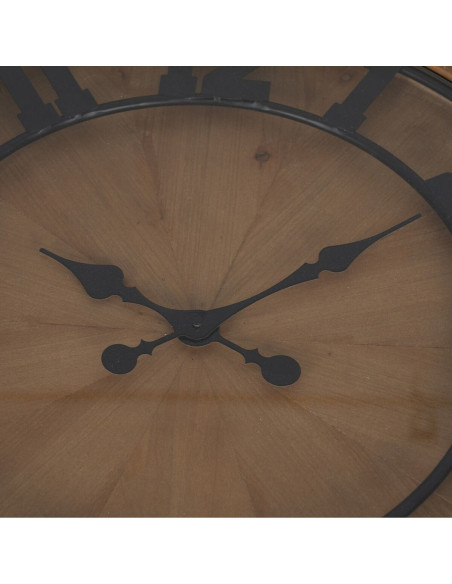 Table basse originale Horloge Ronde en Bois de sapin Naturel Métal Noir Mivora - 5