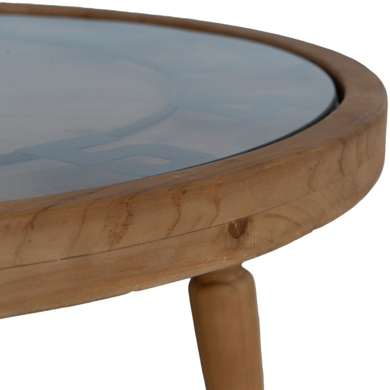 Table basse originale Horloge Ronde en Bois de sapin Naturel Métal Noir Mivora - 6