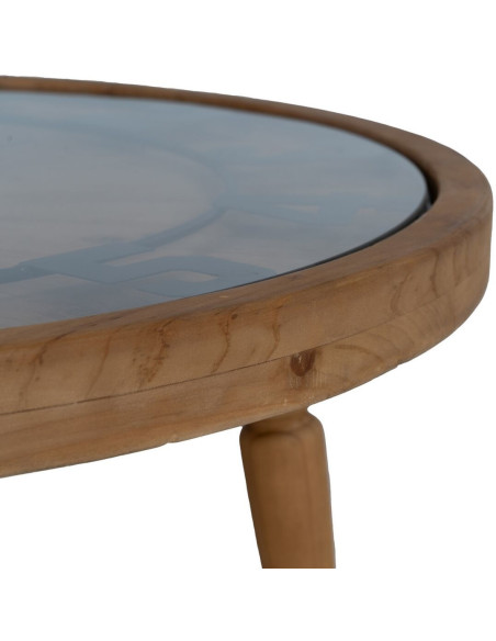 Table basse originale Horloge Ronde en Bois de sapin Naturel Métal Noir Mivora - 6