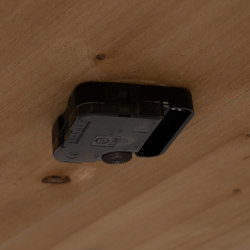 Table basse originale Horloge Ronde en Bois de sapin Naturel Métal Noir Mivora - 7