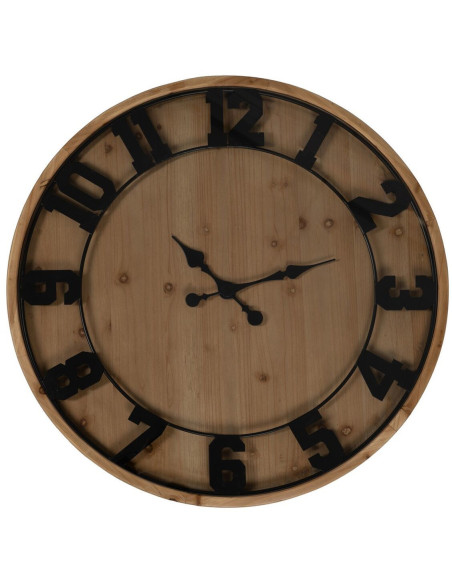 Table basse originale Horloge Ronde en Bois de sapin Naturel Métal Noir Mivora - 8