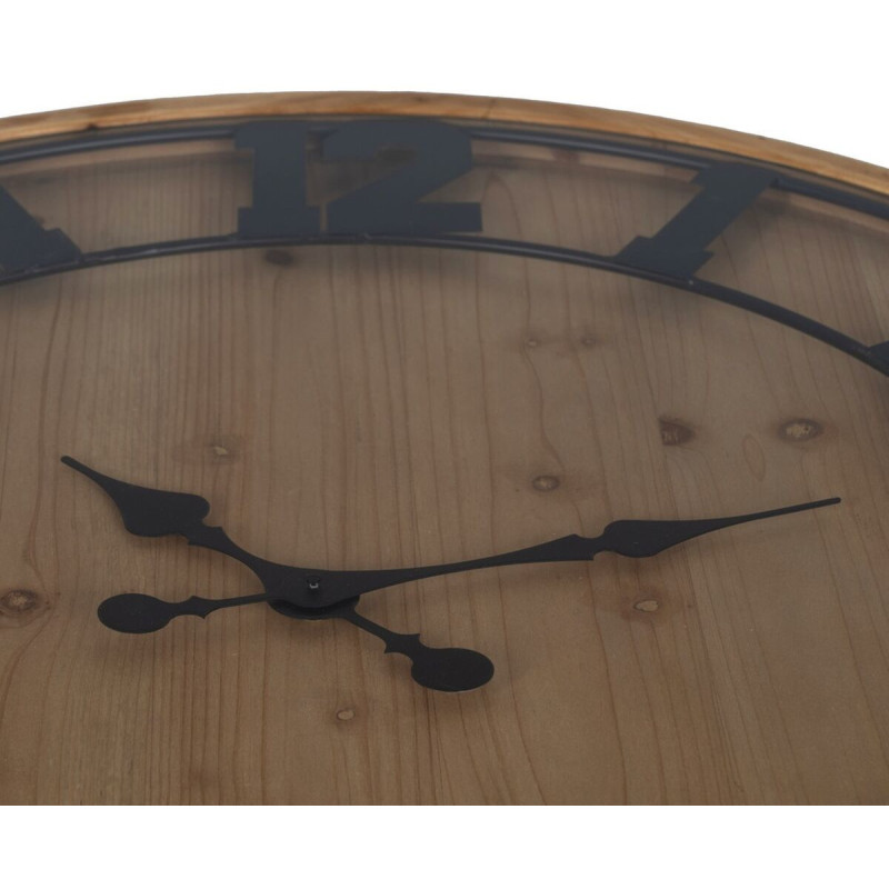 Table basse originale Horloge Ronde en Bois de sapin Naturel Métal Noir Faryne - 4