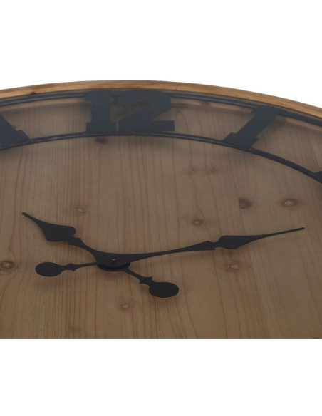 Table basse originale Horloge Ronde en Bois de sapin Naturel Métal Noir Faryne - 4