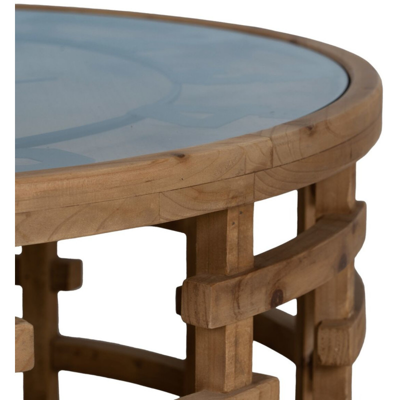 Table basse originale Horloge Ronde en Bois de sapin Naturel Métal Noir Faryne - 5