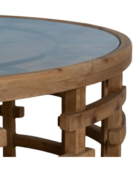 Table basse originale Horloge Ronde en Bois de sapin Naturel Métal Noir Faryne - 5