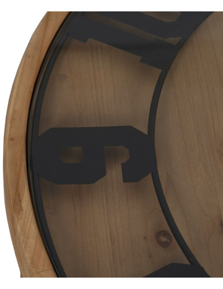 Table d'appoint originale Horloge Ronde en Bois de sapin Naturel Métal Noir Mivora - 3