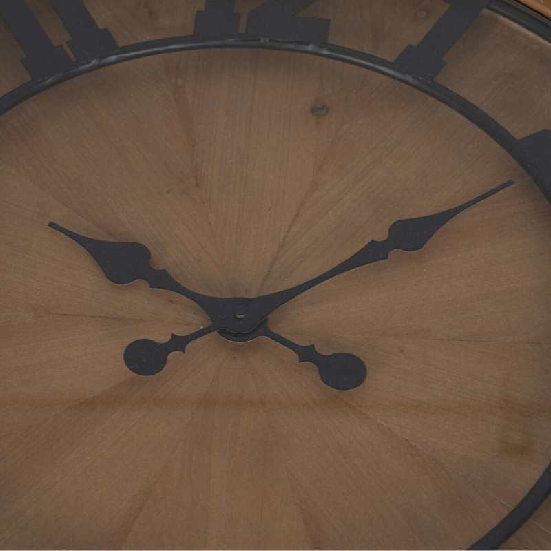 Table d'appoint originale Horloge Ronde en Bois de sapin Naturel Métal Noir Mivora - 4