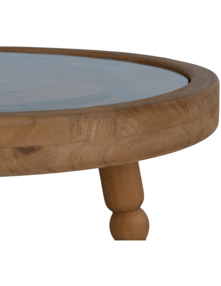 Table d'appoint originale Horloge Ronde en Bois de sapin Naturel Métal Noir Mivora - 5